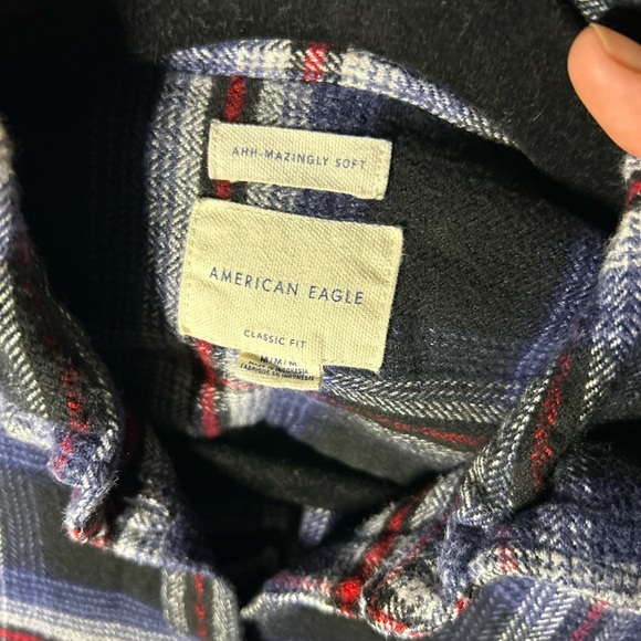 American Eagle Outfitters Black and Blue Flannel Size M - Picture 3 of 4